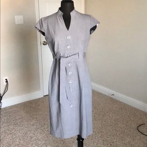 Button front gray dress